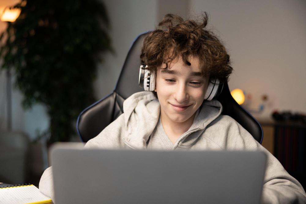 High school student studying